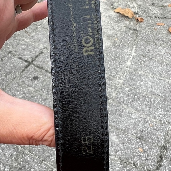 VINTAGE ROBIN KAHN BLACK GENUINE SNAKESKIN BELT ORNATE LEAF DESIGN BUCKLE UNIQUE main image 5